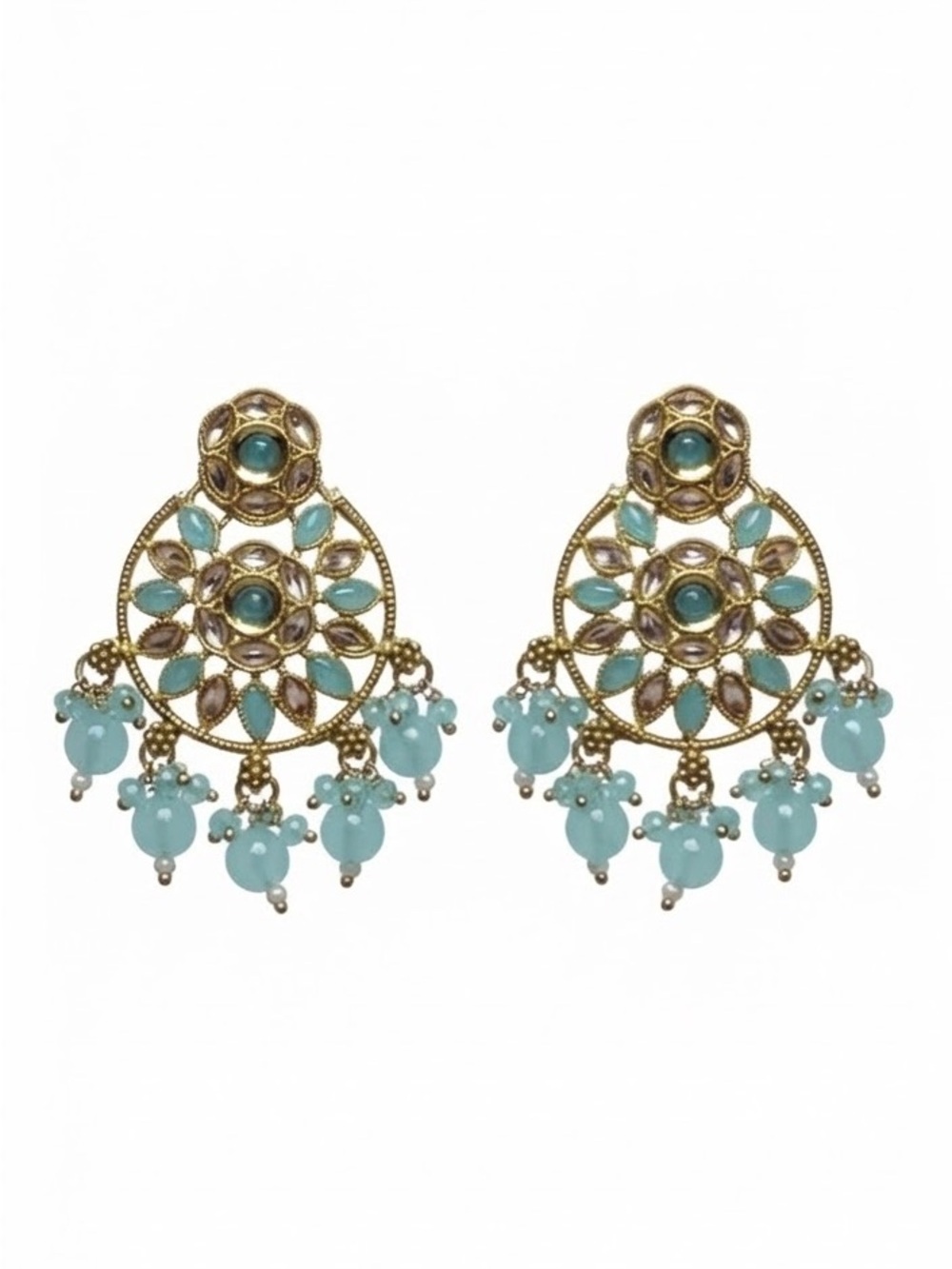 Gold-Tone Turquoise Chandelier Earrings - Women Jewelry
